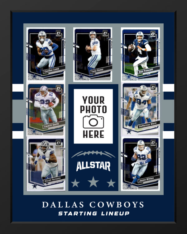 Picture frame made From Authentic Dallas Cowboys Football cards