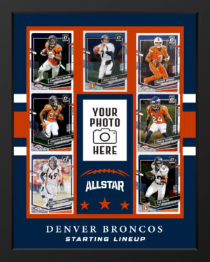 Picture frame made From Authentic Denver Broncos Football cards