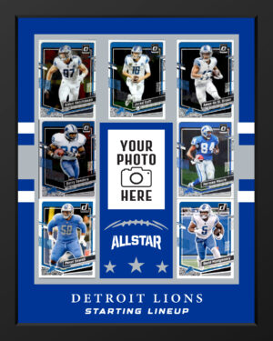 Picture frame made From Authentic Detroit Lions Football cards