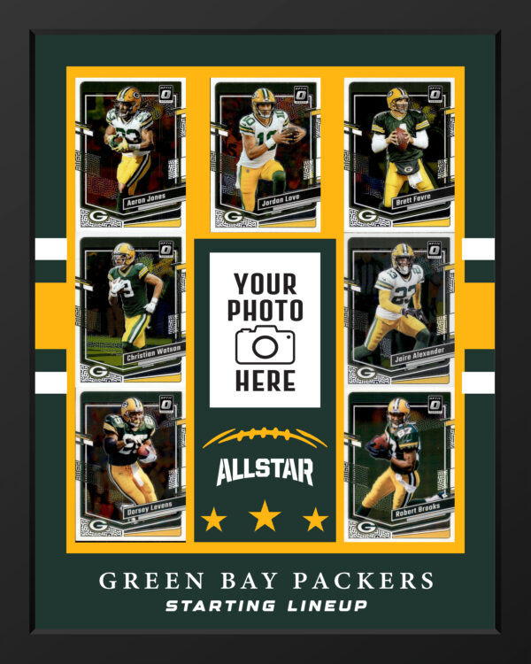 Picture frame made From Authentic Green Bay Packers Football cards