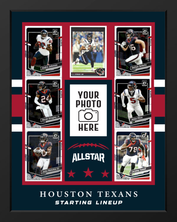 Picture frame made From Authentic Houston Texans Football cards