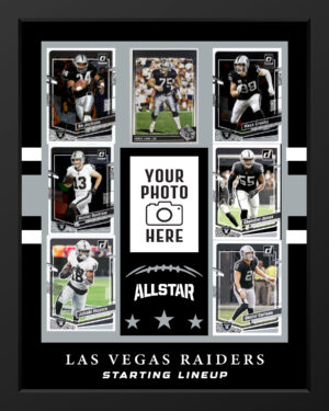 Picture frame made From Authentic Las Vegas Raiders Football cards