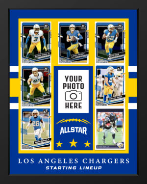 Picture frame made From Los Angeles Chargers Football cards