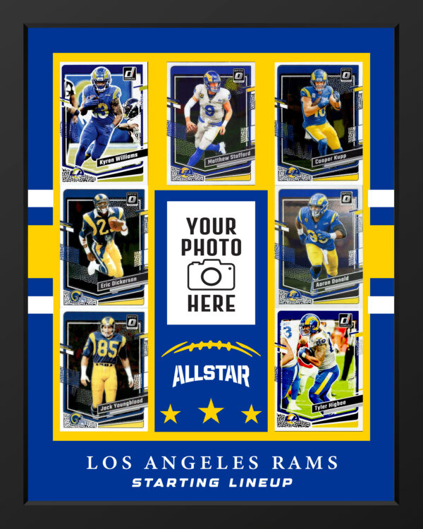 Picture frame made From Los Angeles Rams Football cards