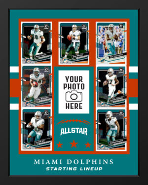 Picture frame made From Authentic Miami Dolphins Football cards