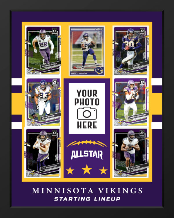 Picture frame made From Minnesota Vikings Football cards