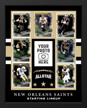 Picture frame made From Authentic New Orleans Saints Football cards