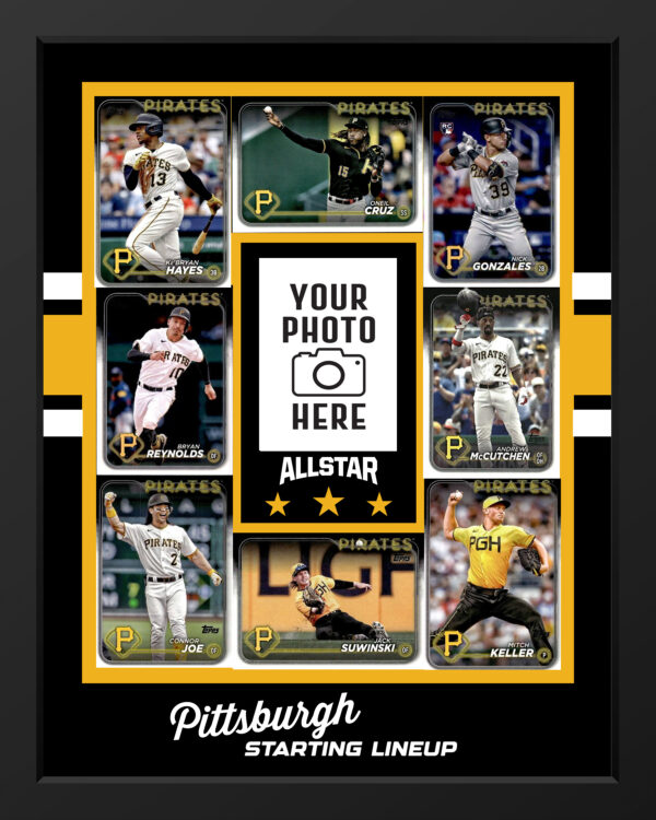 Baseball Card frame made From Authentic Pittsburgh Pirate Baseball Cards