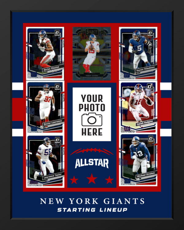 Picture frame made From New York Giants Football cards